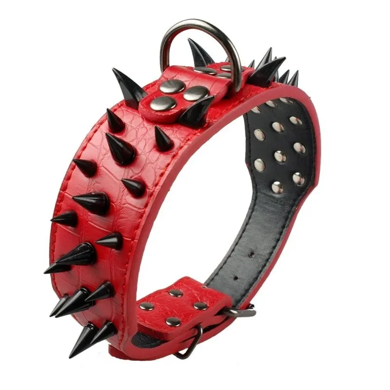 Collar de cuero tachonado ajustable para perros medianos y grandes - imagen 4