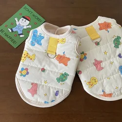 Chaleco para mascotas de otoño e invierno, abrigo cálido para mascotas, gato, perro, lindo estampado de animales, camiseta sin mangas con Clip, ropa de diseñador para mascotas de tracción para perros