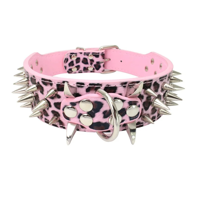 Collar de perro dominante resistente a la moda con remaches, protección de cuello ajustable de cuero PU para perros medianos y grandes, accesorios para mascotas