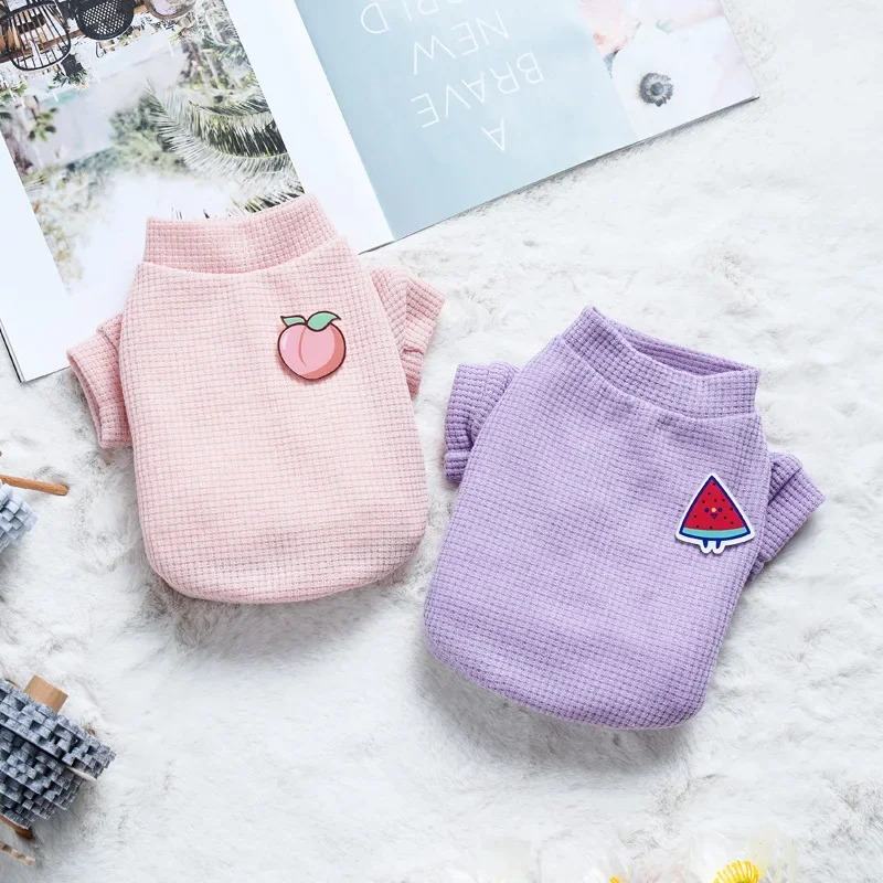 Ropa de verano con broche de fruta para perros pequeños, jersey de manga corta suave, chaleco para mascotas, camiseta para cachorros - imagen 2