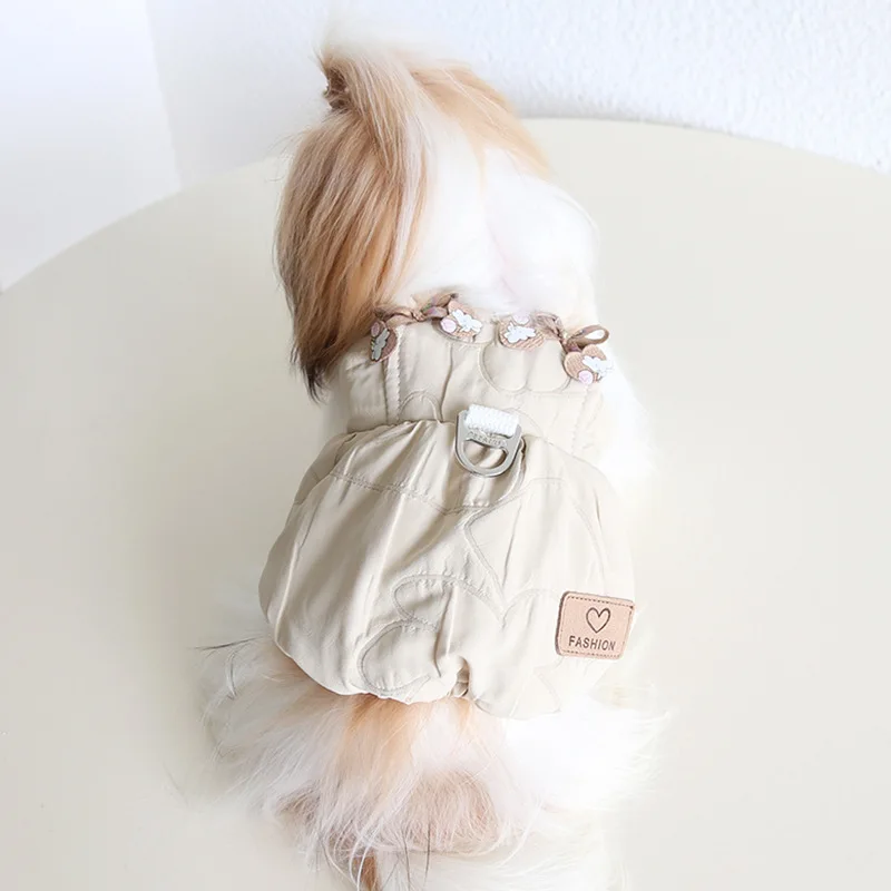 Otoño e Invierno nuevo amor conejo calabaza falda de tracción ropa para perros y gatos ropa para mascotas falda de burbujas con correa ropa para cachorros - imagen 4