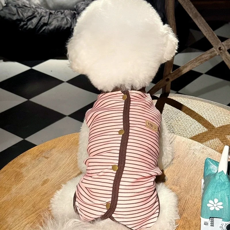 Mono de verano a rayas retro para gato y perro – Tejido suave - imagen 3
