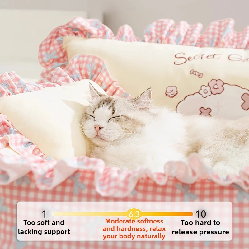 Camas grandes de lujo para gatos, almohada lavable y extraíble para dormir, nido para mascotas cómodo y cálido, suministros universales para las cuatro estaciones - imagen 2
