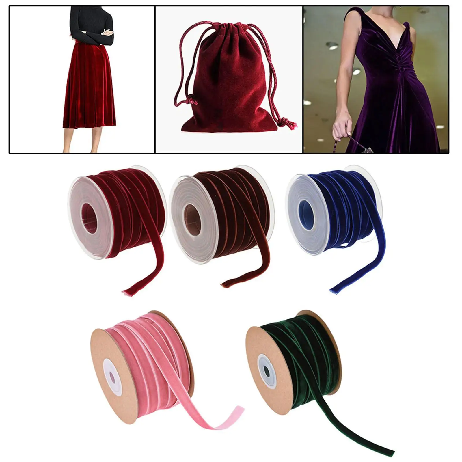 Velvet Ribbon Fashionable Florist Ribbon with Spool for Gift Wrapping Decoration Birthday Bow Making Anniversary Handmade Crafts