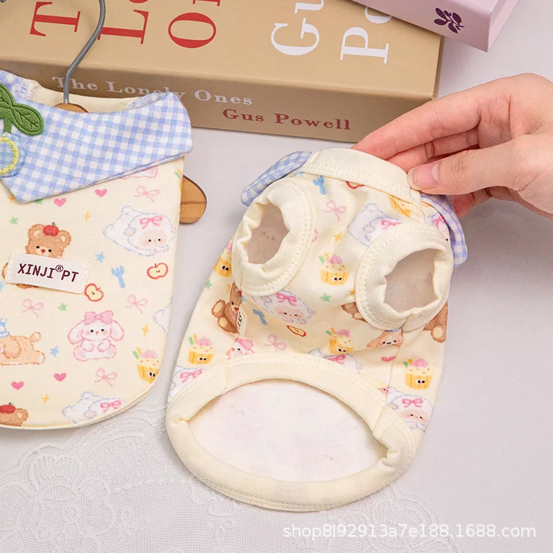 Chaleco cuello a cuadros para perros pequeños, gatos y cachorros