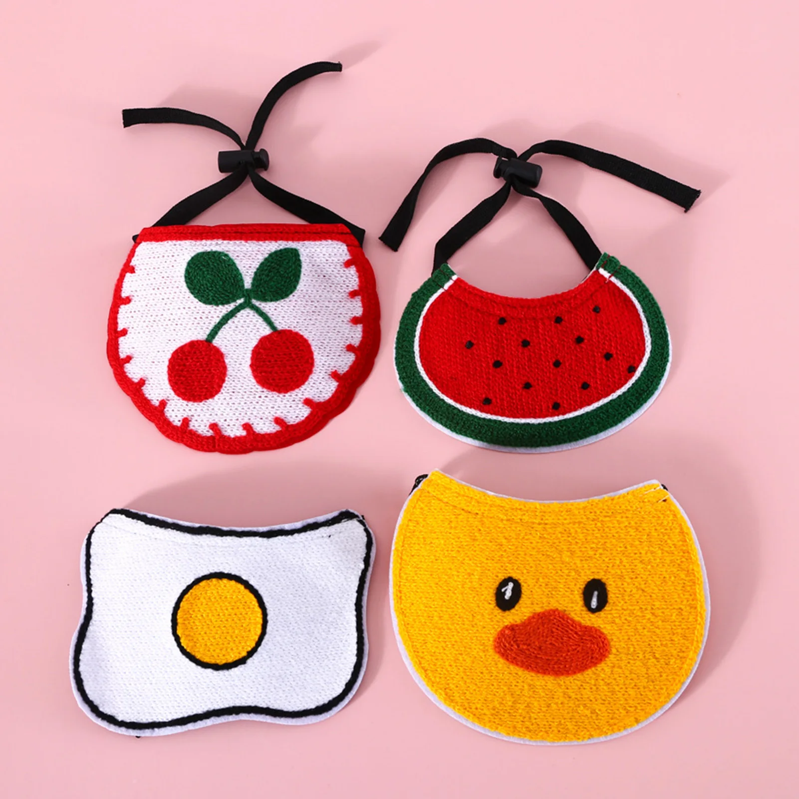 Elegante bufanda para cachorro, vestido bordado, bandana tejida a mano para perros pequeños - imagen 5