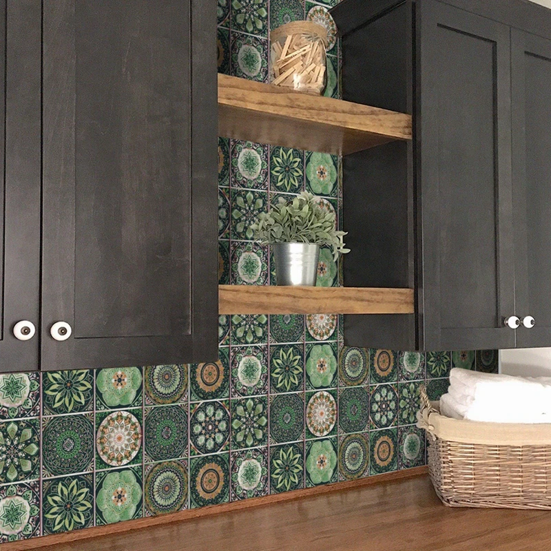 24 Uds autoadhesivo PVC impermeable estilo marroquí pegatina de azulejo extraíble sala de estar cocina pegatina de pared # 10*10cm/15*15cm - imagen 4