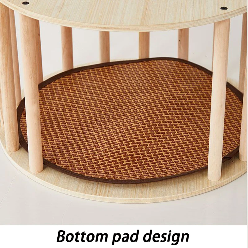 Wooden Cat Bed Mats Stool Shoe Changing Ottoman Cat Bed House Hiding Toys Luxury Kitten Beds All Seasons Indoor Pet Supplies - imagen 5