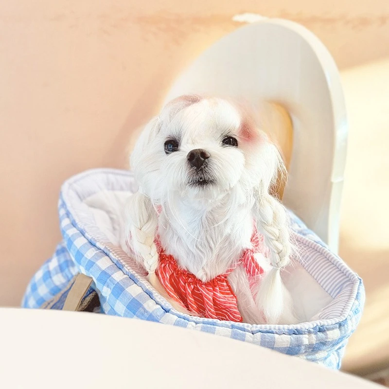 Chaleco de hombro inclinado a rayas para mascotas, vestido de estilo princesa para perros, falda con tirantes para gatos, top para mascotas de peluche - imagen 4