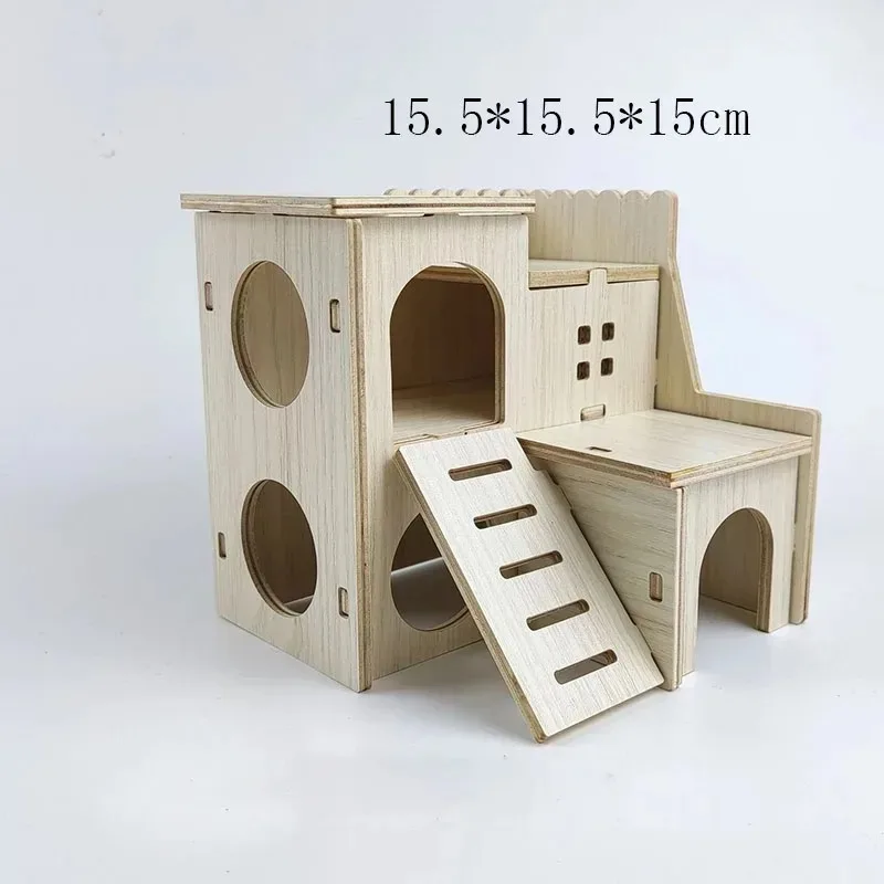 Casa para hámsteres enanos resistentes de conejillo de indias, juguete inofensivo para mascotas, hámster de madera maciza, casa de juego divertida, jaula para conejillo de indias, jaula para hámster - imagen 3
