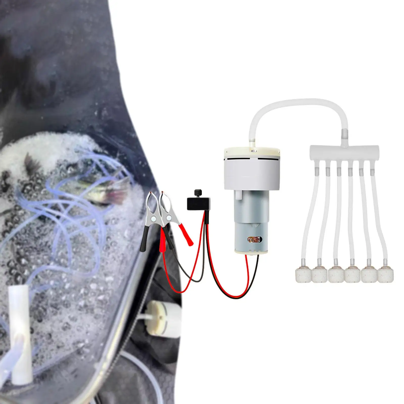 Aquarium Air Pump Portable with Airstone Bubbler Accessories Oxygen Diffuser