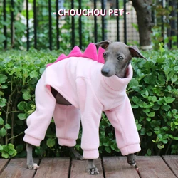 Disfraz de dinosaurio para galgo italiano en lana polar suave