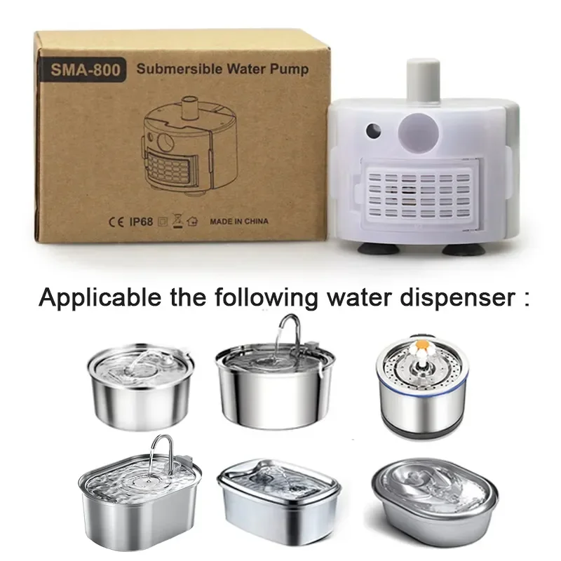 Bomba sumergible con Motor de fuente para mascotas, bebedero de agua para gatos, SMA-800, bomba de agua USB, accesorios de fuente para gatos, bomba de agua silenciosa DC 5V/1A - imagen 4