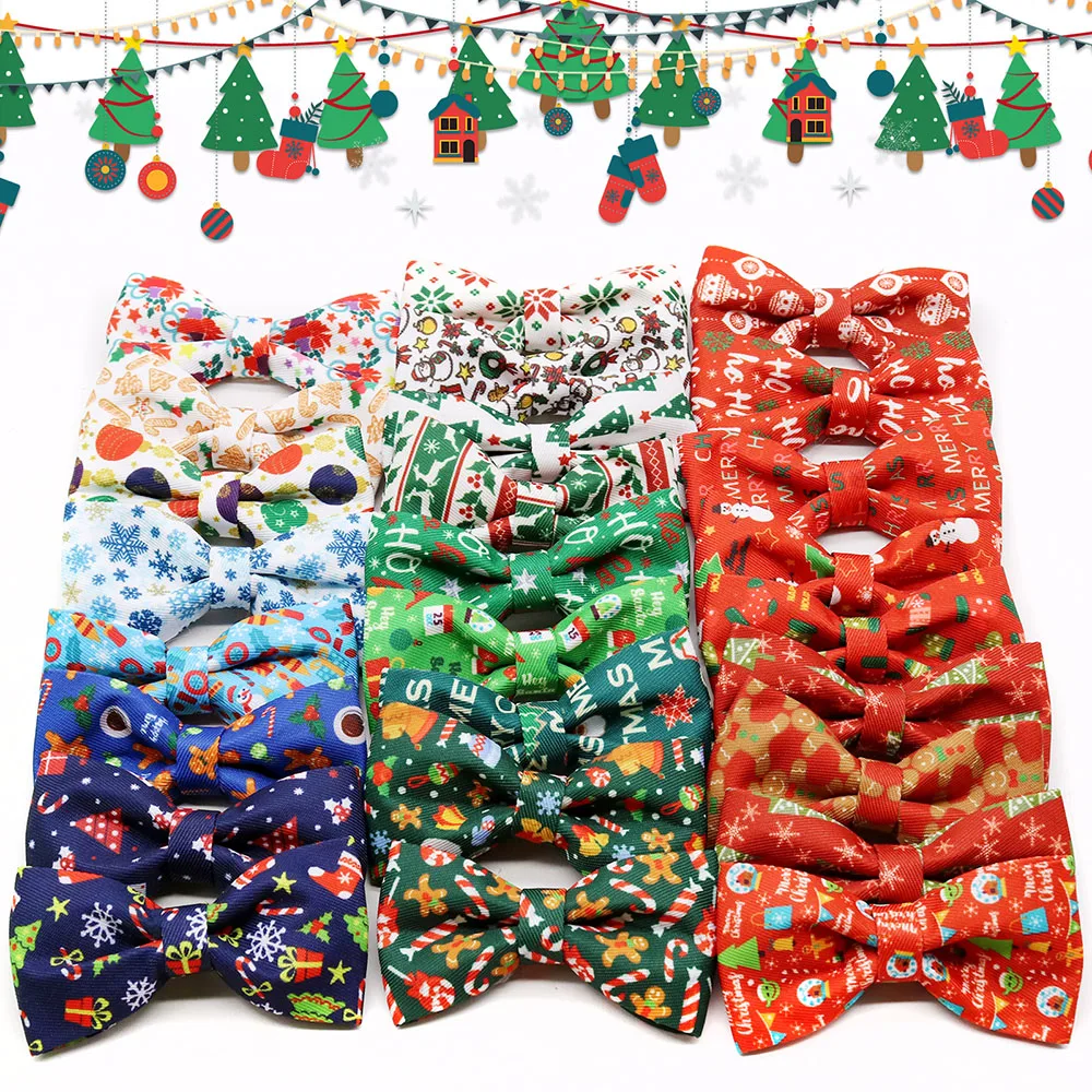 Lazos de Navidad de 50 piezas para perro, Collar de pajarita extraíble para mascota, accesorios de Navidad para mascotas, 2024 - imagen 5
