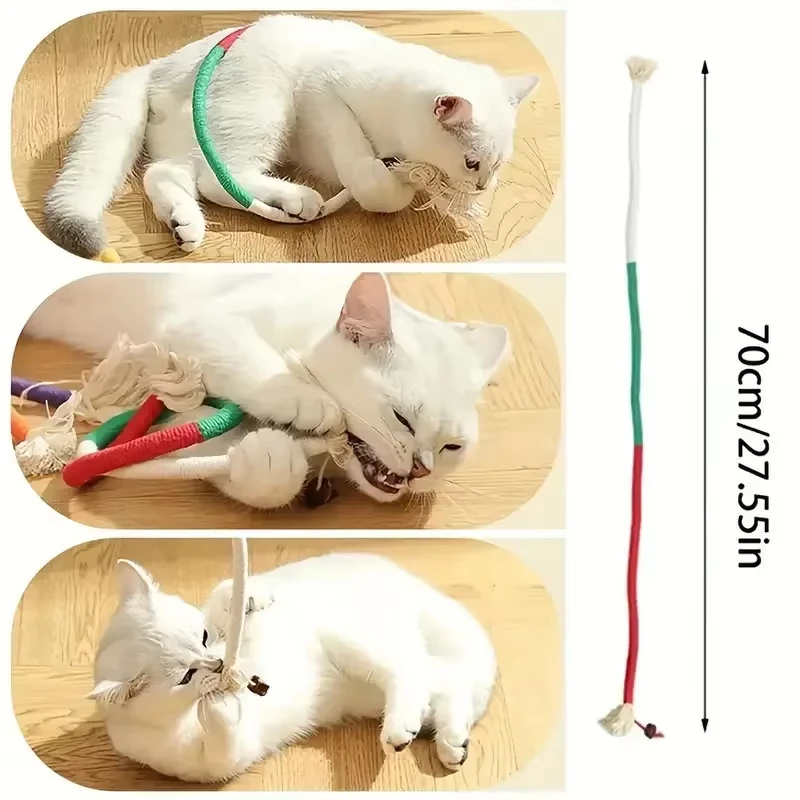 Juguetes interactivos para gatos, cuerda de algodón Molar, juguete Silvervine para gatos, juguete de boca limpia para gatitos, suministros para mascotas, accesorios - imagen 5