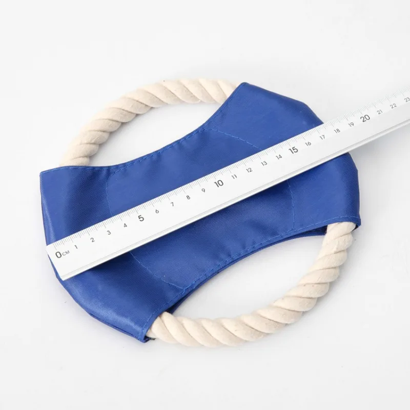 Frisbee-juguetes de lona de cuerda de algodón para mascotas, Frisbee de entrenamiento para lanzar, juguete para perros resistente a las mordeduras - imagen 3