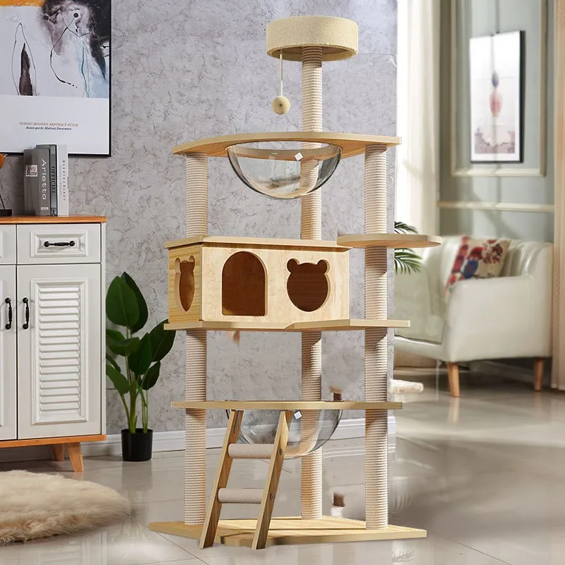 Plataforma multicapa, torre de árbol para gatos, casa de madera, cuerda de Sisal, postes raspadores para gatos, hamaca de molienda, marco de escalada para gatos - imagen 2