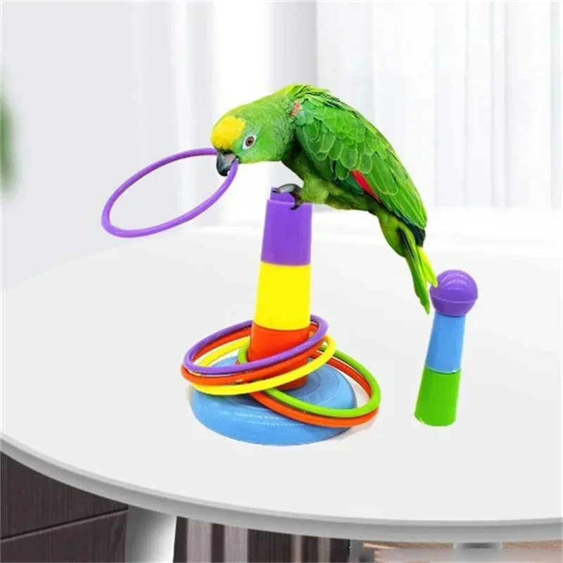 Interesante Mini anillo de plástico adecuado para loros, juegos de desarrollo intelectual, anillo colorido, juguetes de entrenamiento de actividades para pájaros - imagen 3