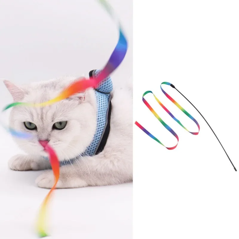 Tira de arcoíris para gatos, varita de juguete para mascotas, palo interactivo, suministros para gatos, bonito y divertido, 1/2 piezas - imagen 2