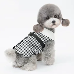 Vestido de lujo para perro pequeño con camisa a cuadros