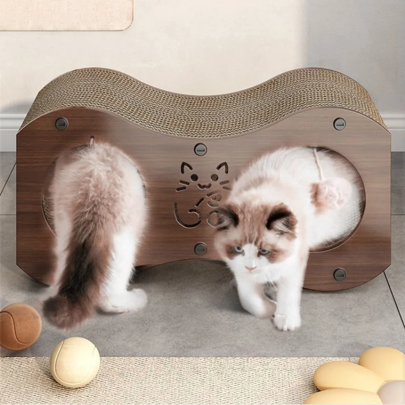 Garra para gato, madera de melocotón, resistente al desgaste, casa de juguete corrugada para gatos, Villa, rascadores de paja para mascotas, productos, suministros, accesorios para muebles - imagen 5