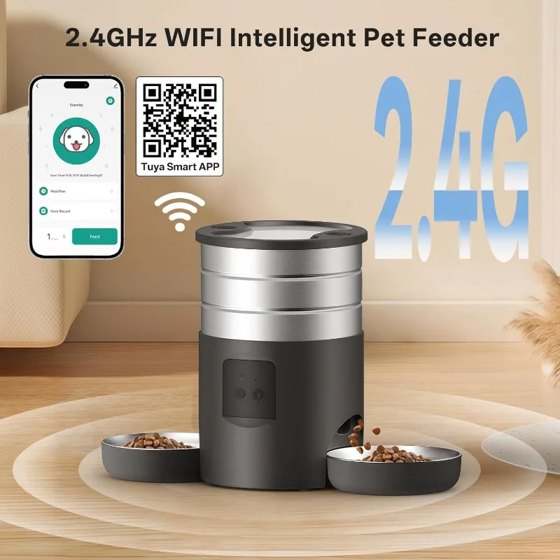 Comedero automático para gatos para 2 gatos, comedero de cuencos dobles de doble potencia de 4,5 L, dispensador automático de alimentos secos para mascotas, cuenco para gatos - imagen 3