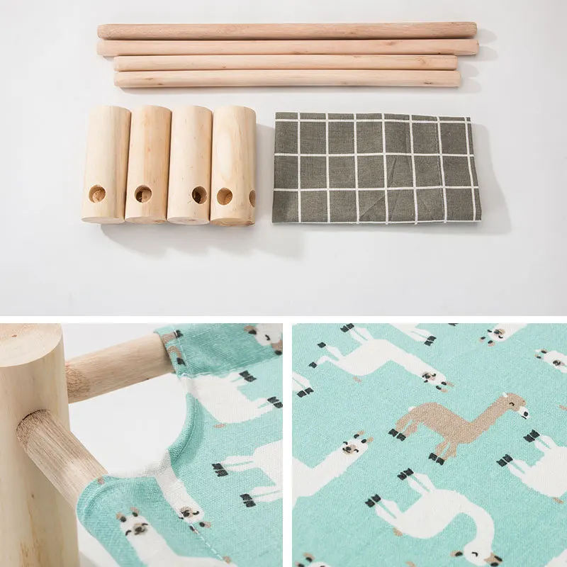 Cama elevada para mascotas, cama para perros, interior, exterior, Camping, marco de pino, alfombrilla - imagen 4