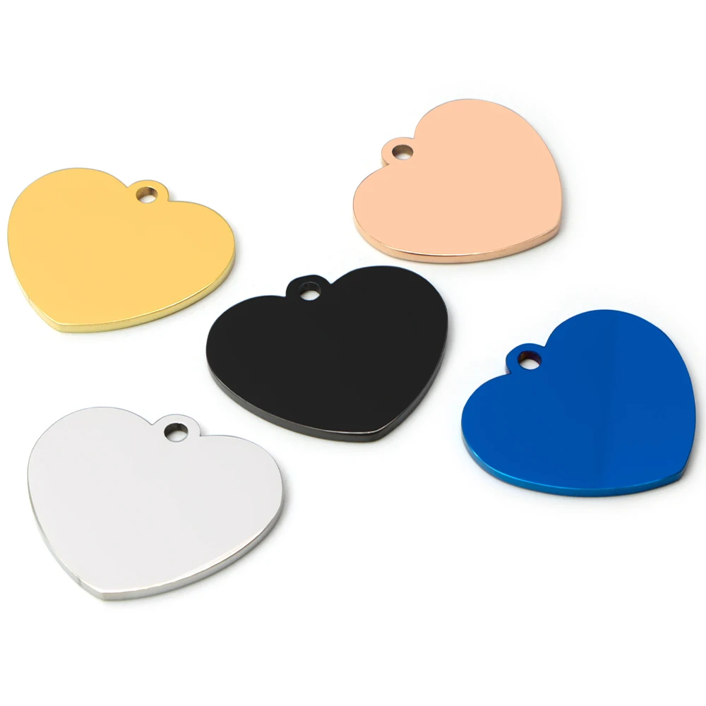 Colgante de placa de identificación de perro en forma de corazón, accesorio de acero inoxidable para collar de identificación de Mascota, personalizado, grabado, personalidad, gato, 20 piezas - imagen 5