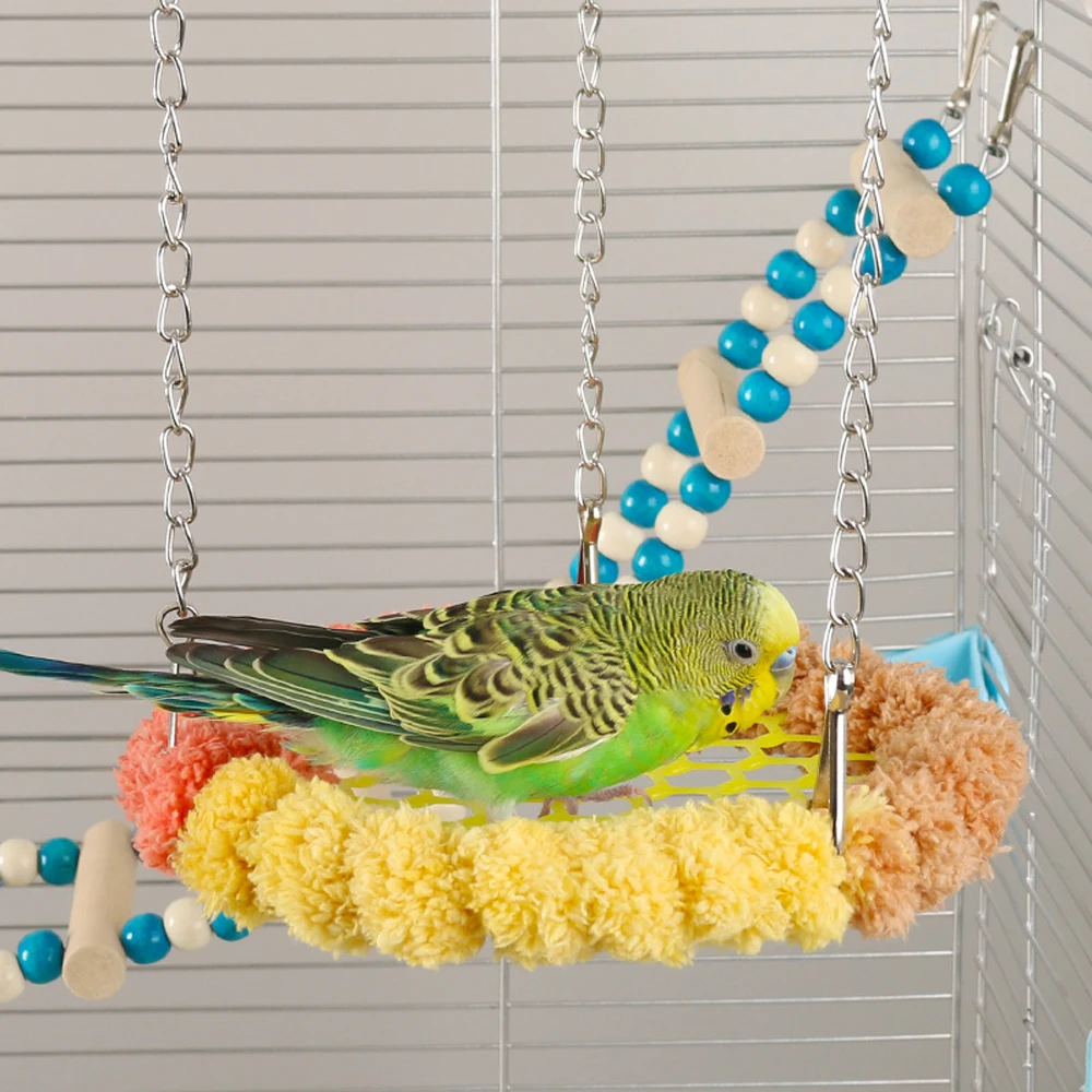 Nido de Pájaro de Color aleatorio para otoño e invierno, loro de peluche, cama colgante redonda para dormir, marco de estación para Animal PEQUEÑO, jaula para loros y pájaros - imagen 4