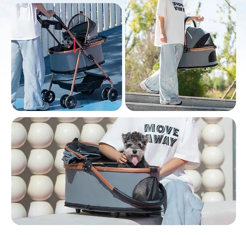 Vista interior del carrito con espacio para mascota pequeña