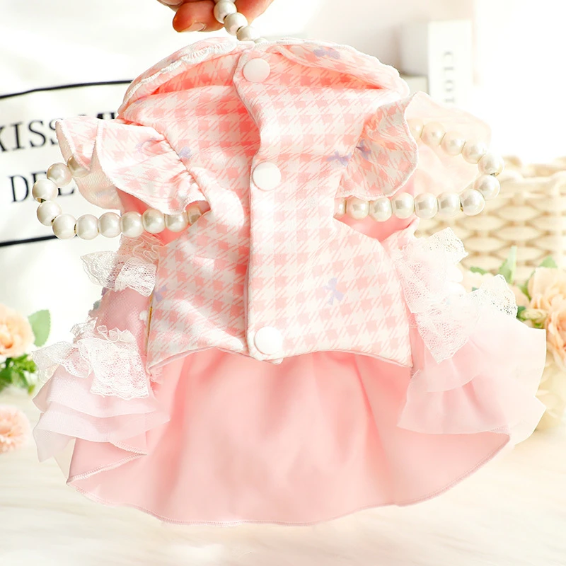 Falda fina para mascotas de primavera y verano: vestido de princesa con diseño floral y anillo en D, estilo Lolita para gatos y perros pequeños - imagen 3