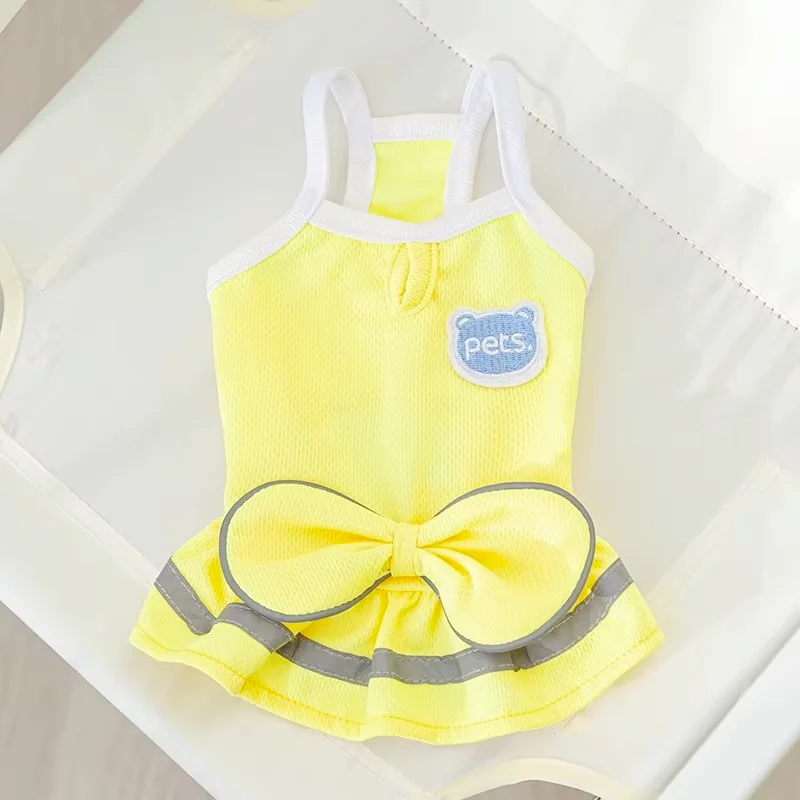 Ropa de verano con lazo para mascotas, traje de baño, traje de transformación para gatos, gorro de natación, falda para perro, Bikini, chaleco para perro, traje de baño, ropa para cachorros - imagen 2