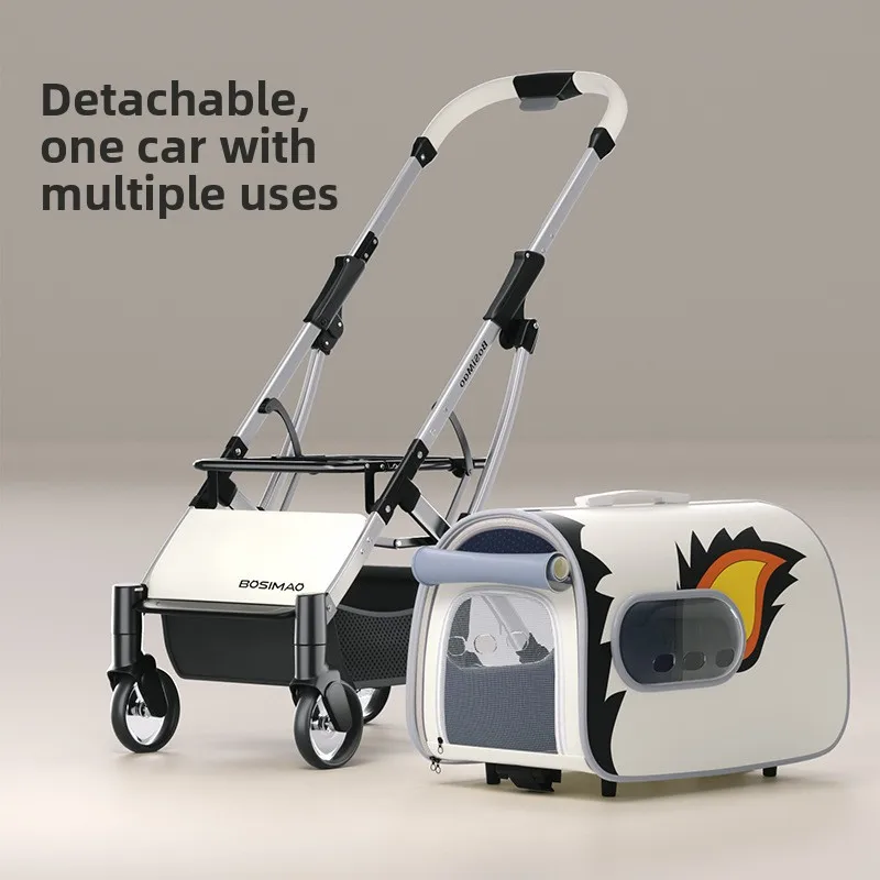 Medium-sized Pet Strollers Dog Walking Dog Cart Lightweight Foldable Pet  Multiple Kittens Go Out Four-wheel Cart