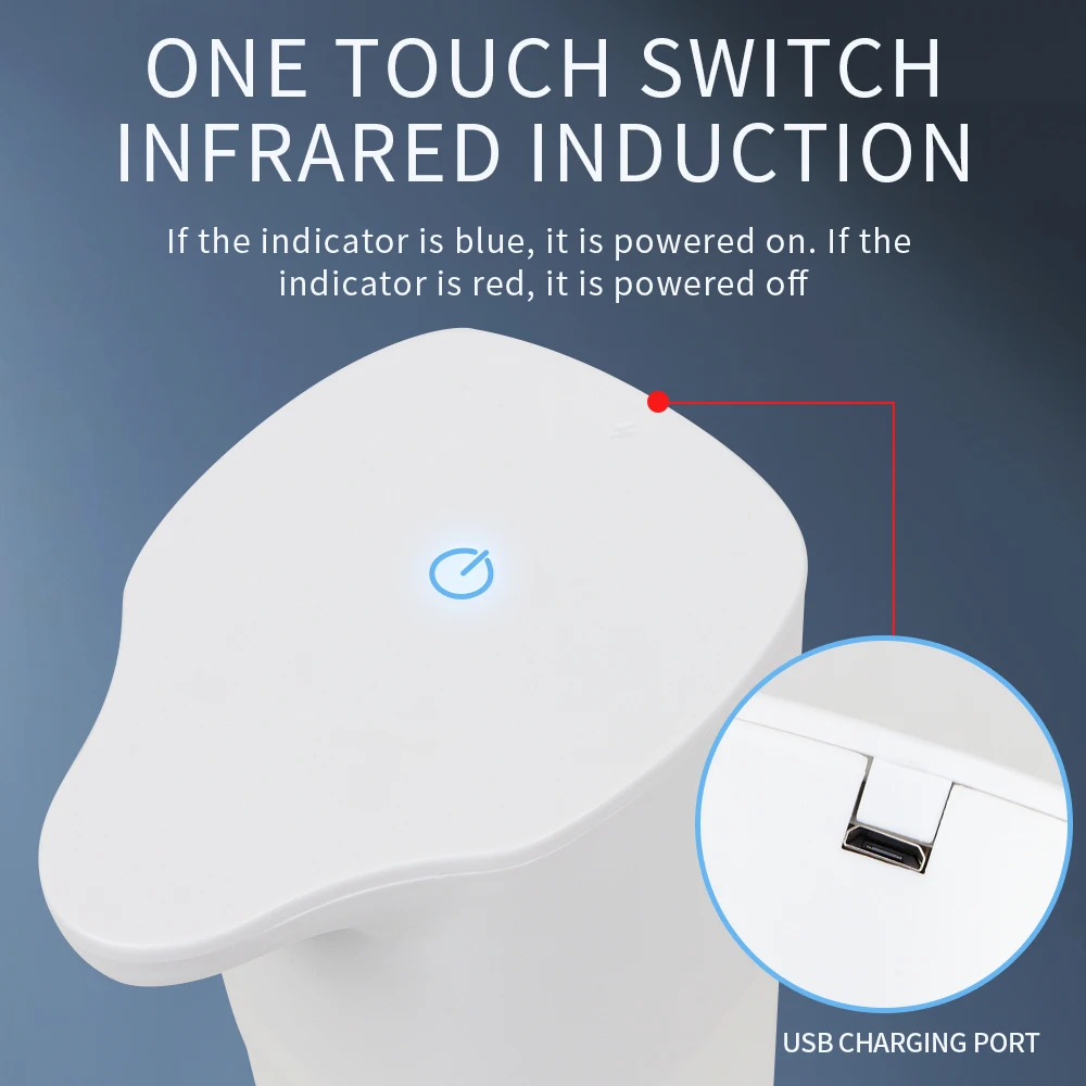 Dispensador automático de jabón, dispensador de lavado de manos recargable por USB, dispensador de jabón de inducción líquida de espuma, lavadora de manos sin contacto - imagen 5