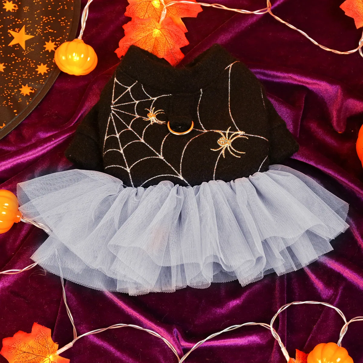 Sudadera con capucha de lana de cordero para mascotas, falda de hilo de retales, disfraz de perro y gato, falda esponjosa de Halloween, abrigo, ropa para perros pequeños, ropa para cachorros - imagen 5