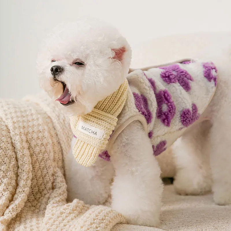 Ropa de invierno con estampado para perro, cárdigan de punto cálido para cachorro, Schnauzer, caniche, gato, chaleco para perro pequeño, ropa de algodón para regalo - imagen 4
