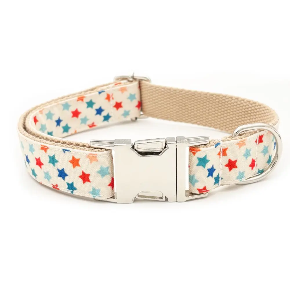 Collar de perro personalizado con grabado gratuito, correa para mascotas a juego, hebilla de Metal de contactos personalizados, Collar para mascotas con estrellas de Color caramelo - imagen 2