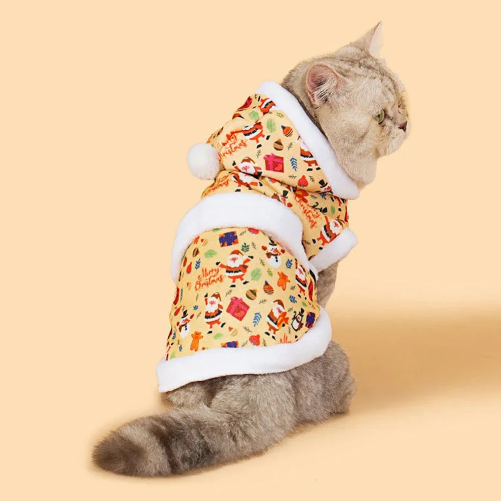 Sudadera con capucha con estampado navideño para mascotas, abrigo acolchado de algodón para gatos y perros, ropa cálida de invierno Bichon de peluche - imagen 4