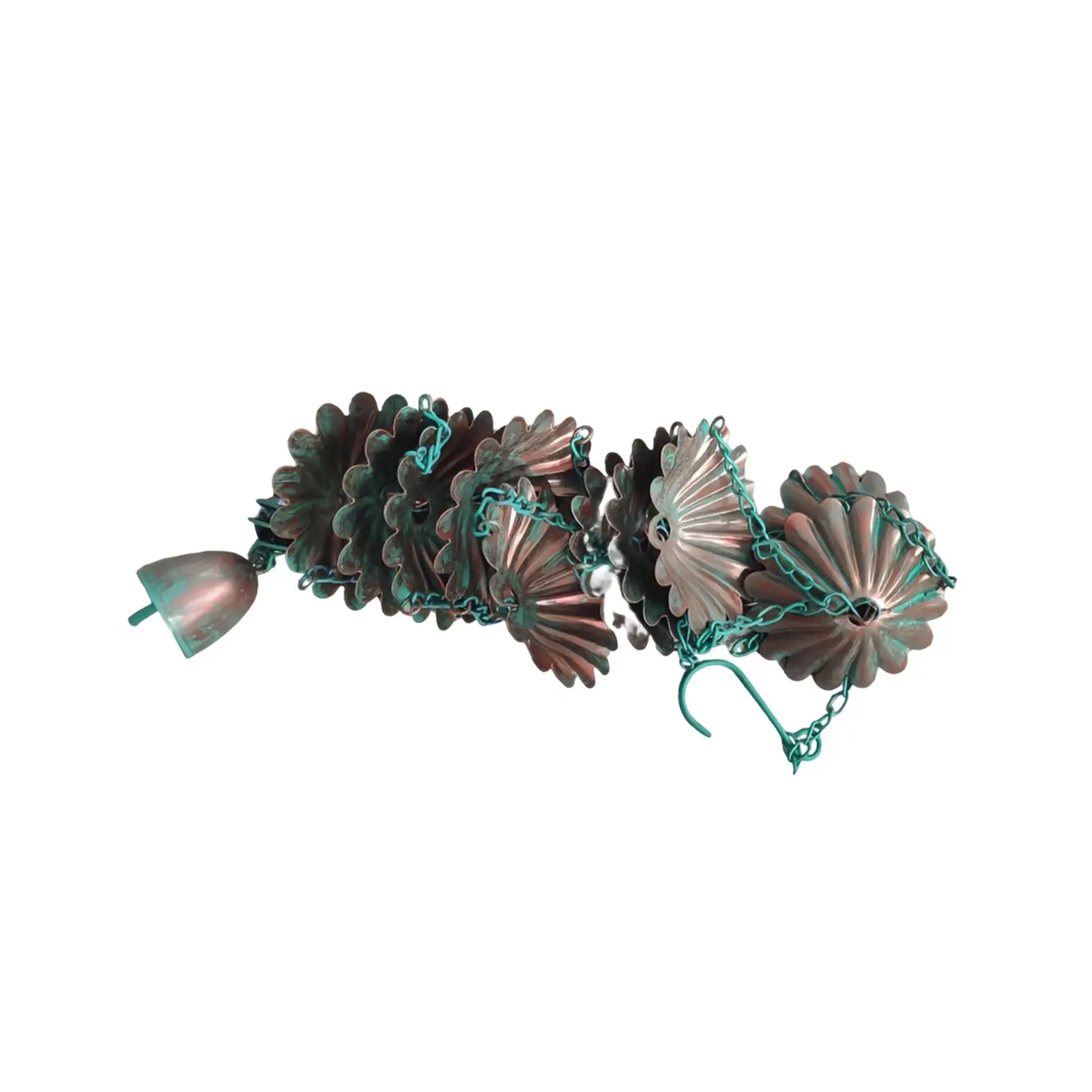 Rain Chain for Gutter with 12 Cups Metal Replacement Downspout for Yard Outside Gazebo Shed Decoration