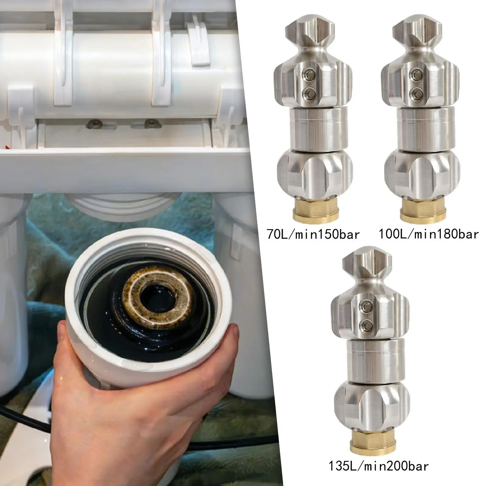 Sewer Jetter Nozzle Tool Compact Repair Parts Sturdy for Pressure Washer 3/4