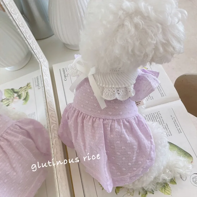 Vestido de falda de princesa para mascotas, ropa fina de verano para perros, cachorro de peluche, Schnauzer de Pomerania, vestido para perros pequeños y gatos - imagen 2