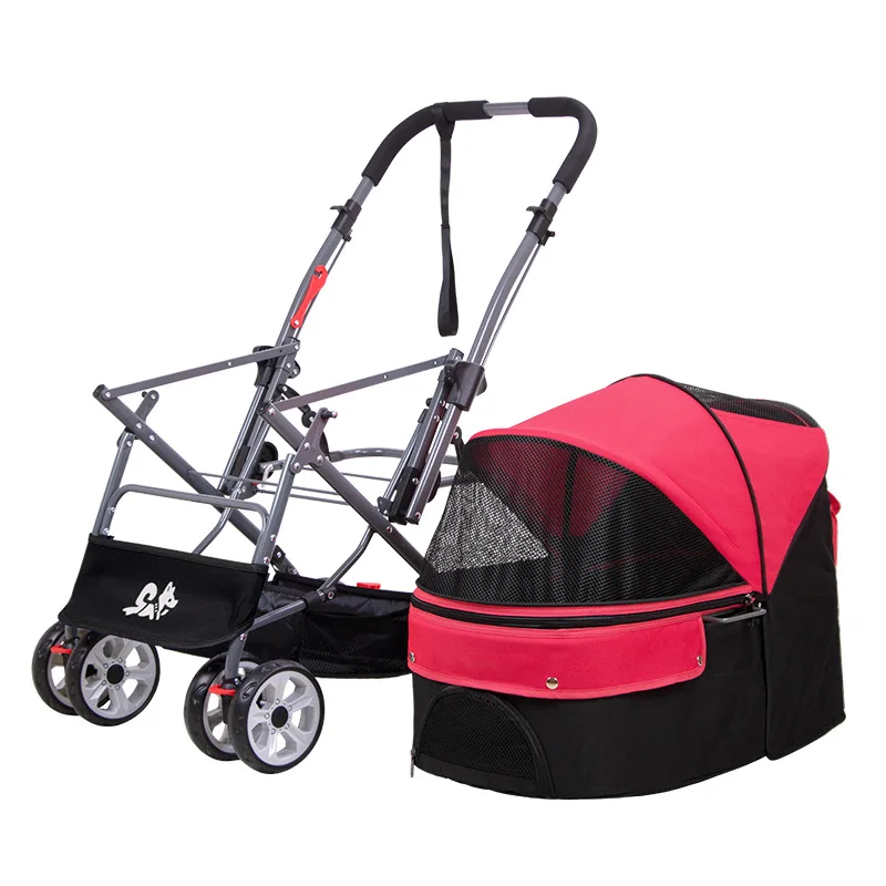 Cochecitos para mascotas, carrito para perros medianos y pequeños, carrito para caminar para gatos, productos para mascotas ligeros y plegables - imagen 5