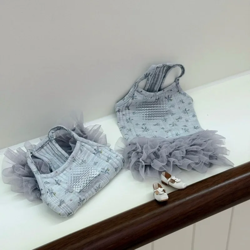 Vestido bonito de flores para mascotas, primavera/perro, verano/gato, vestido de tirantes, estilo princesa, Teddy Yorkshire, vestido de malla abombada, vestidos bonitos para perros pequeños - imagen 3