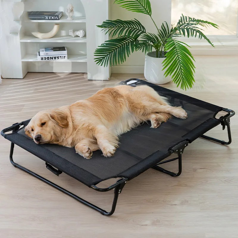 Cama plegable para perros grandes, perrera para dormir, transpirable, con marco de hierro, para acampar, suministros para mascotas - imagen 2