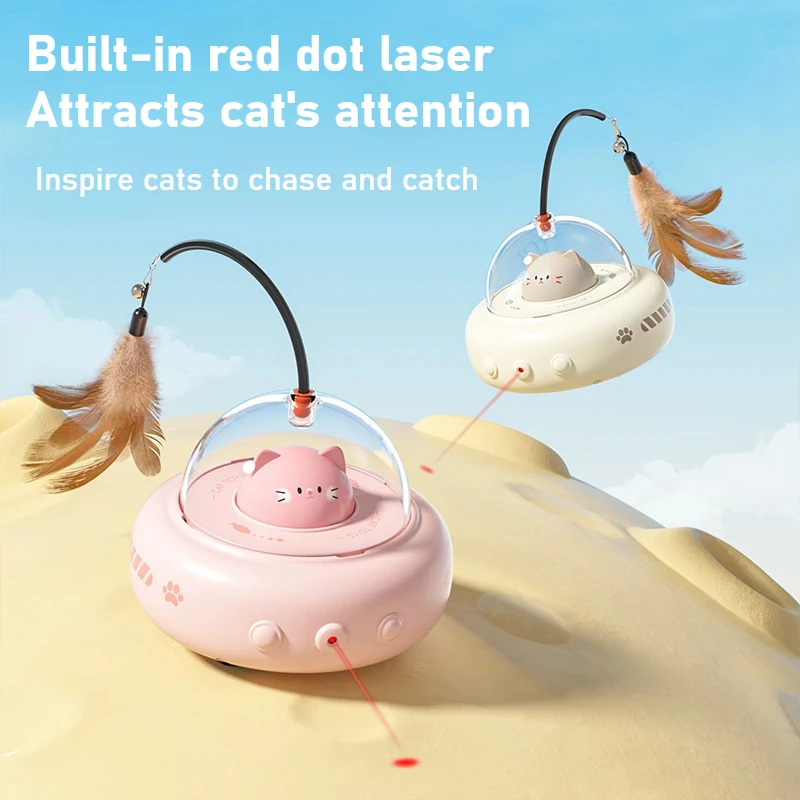 Juguetes inteligentes automáticos para gatos, palo eléctrico de Teaser para gatos con campana, juguetes de entrenamiento para mascotas, suministros interactivos de plumas reemplazables para gatos - imagen 4