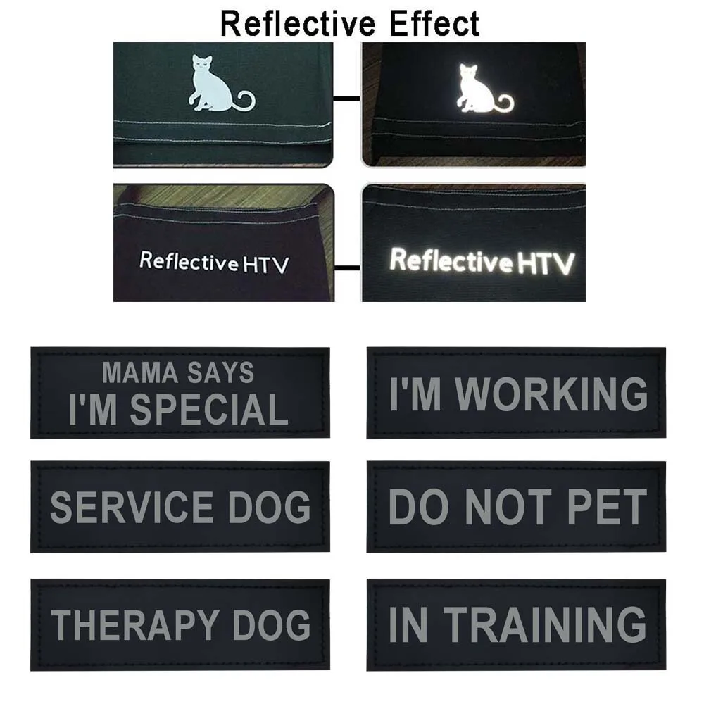 Parches de arnés para perros personalizados, etiqueta adhesiva colorida reflectante, impresión de identificación de nombre en servicio de entrenamiento, cenar a la seguridad de mascotas - imagen 4