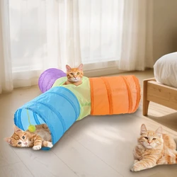 Túnel en forma de Y para gatos con arcoíris - juguete interactivo