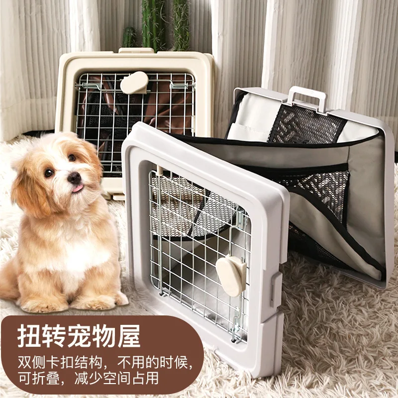 Casa plegable giratoria para perros, jaula de viaje para mascotas, coche, jaula portátil transpirable para perros y gatos, bolsa de viaje resistente al desgaste de tela Oxford - imagen 3