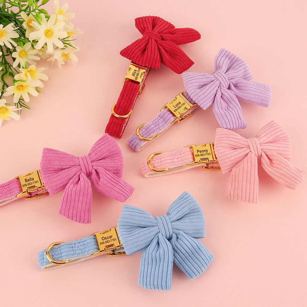 Collar de perro personalizado con pajarita y grabado gratis elegante - imagen 2