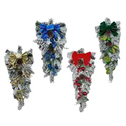 Guirnalda de puerta flocada Artificial Navidad botín lágrima guirnalda realista colgante